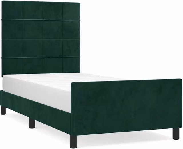 Letto matrimoniale | Letto per adulti | Giroletto senza Materasso Verde Scuro 120x200 cm in Velluto