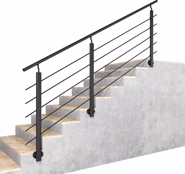 Kit ringhiera in alluminio AICA con corrimano per scala, colore nero opaco, Lunghezza: 250,6 cm