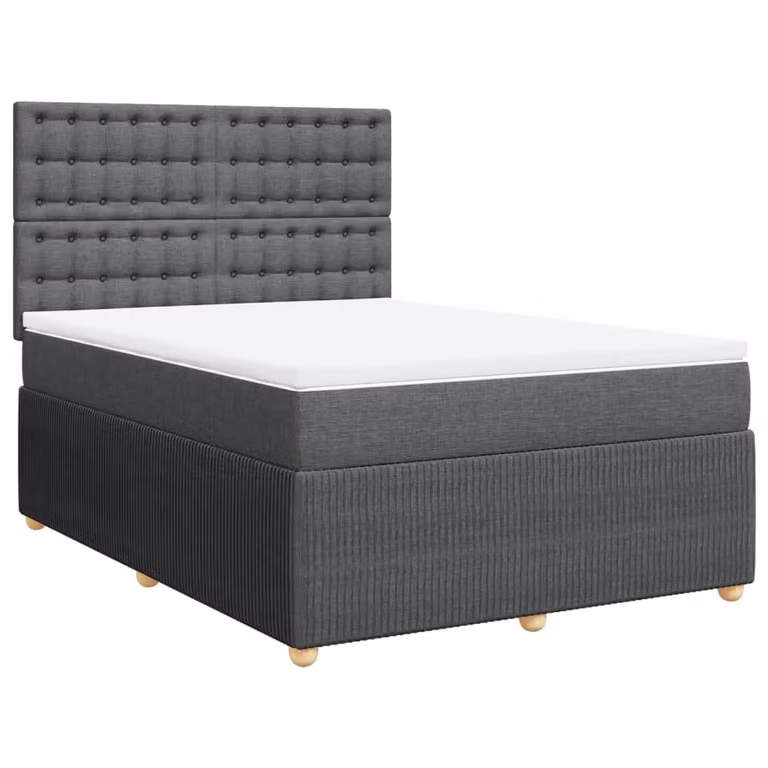 Giroletto a Molle con Materasso Grigio Scuro 160x200 cm Tessuto