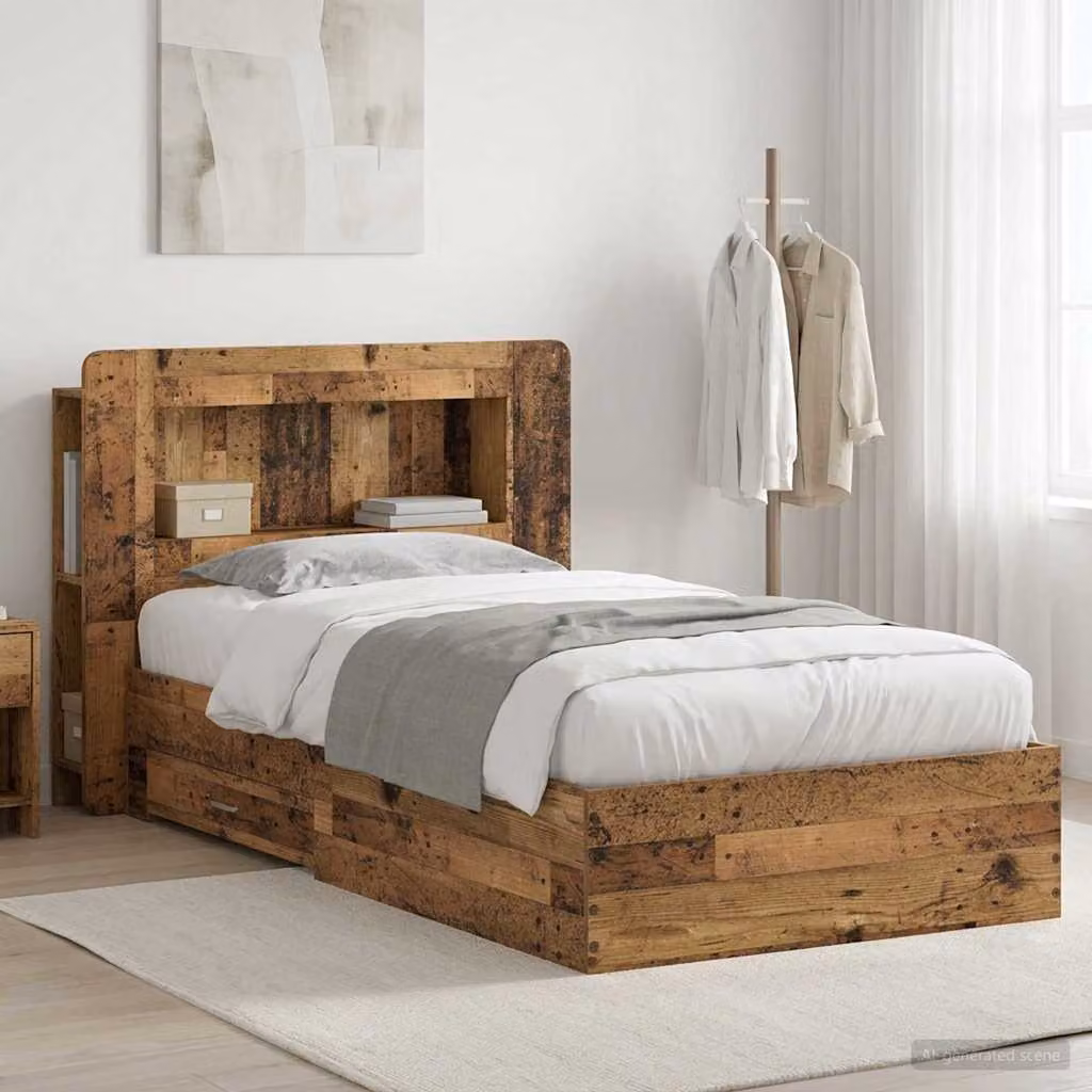 vidaXL Telaio del letto con contenitore in legno color marrone L 200 x L 80 cm