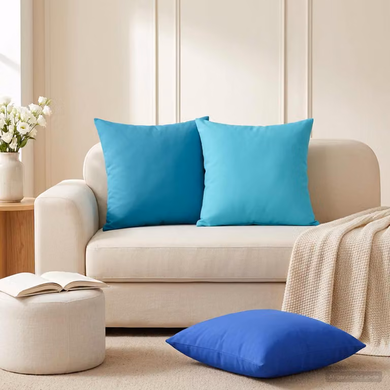 vidaXL Cuscino con cuscino HEERLEN 2 pz Azzurro Poliestere