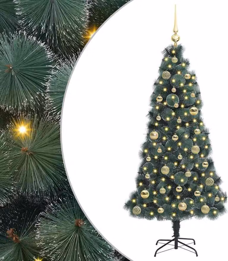 Albero di Natale artificiale preilluminato con set di palline