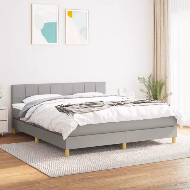 Letto Ibrido con Giroletto a Molle e Materasso vidaXL, Grigio Chiaro e Bianco, L/P: 180 x 200 cm