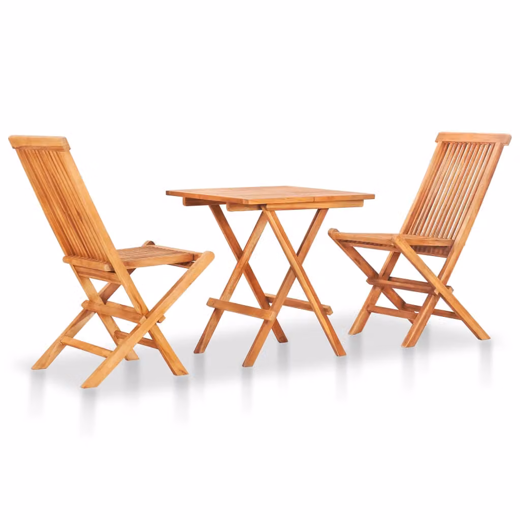 set bistrot 3 pezzi con cuscini tortora in teak massiccio