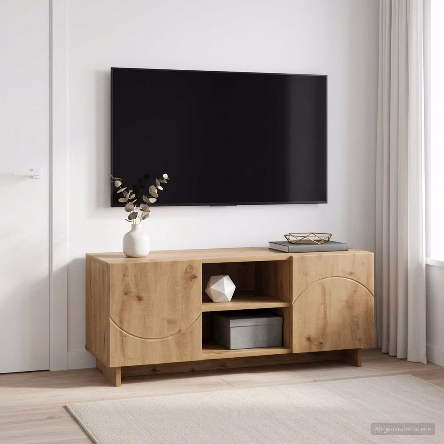 Supporto TV moderno vidaXL in legno color rovere marrone L 90 cm x P 34.5 cm x H 40 cm