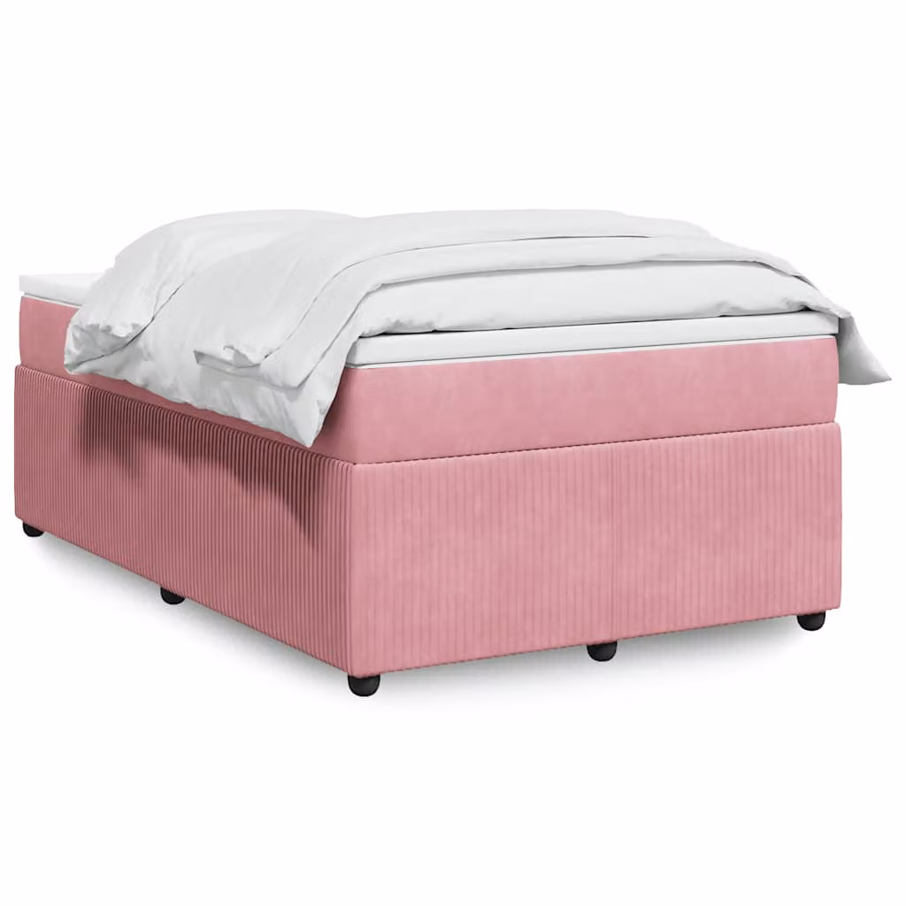 vidaXL Giroletto a Molle con Materasso in Velluto Rosa, L/P/H: 120 x 200 cm