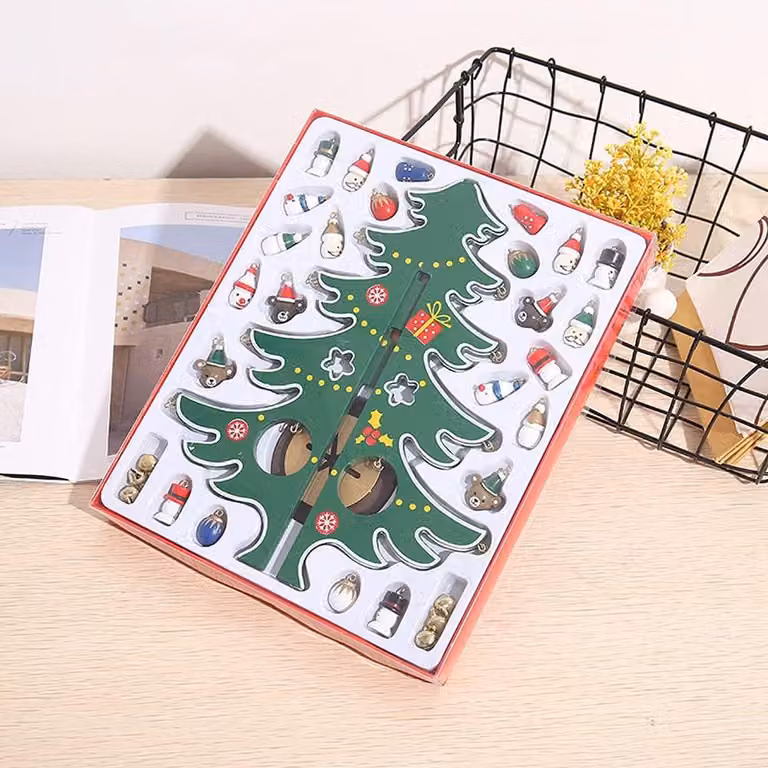 Set di alberelli di Natale in legno, dimensioni 27 x 22 x 3 cm, mini abete per decorazioni da tavolo