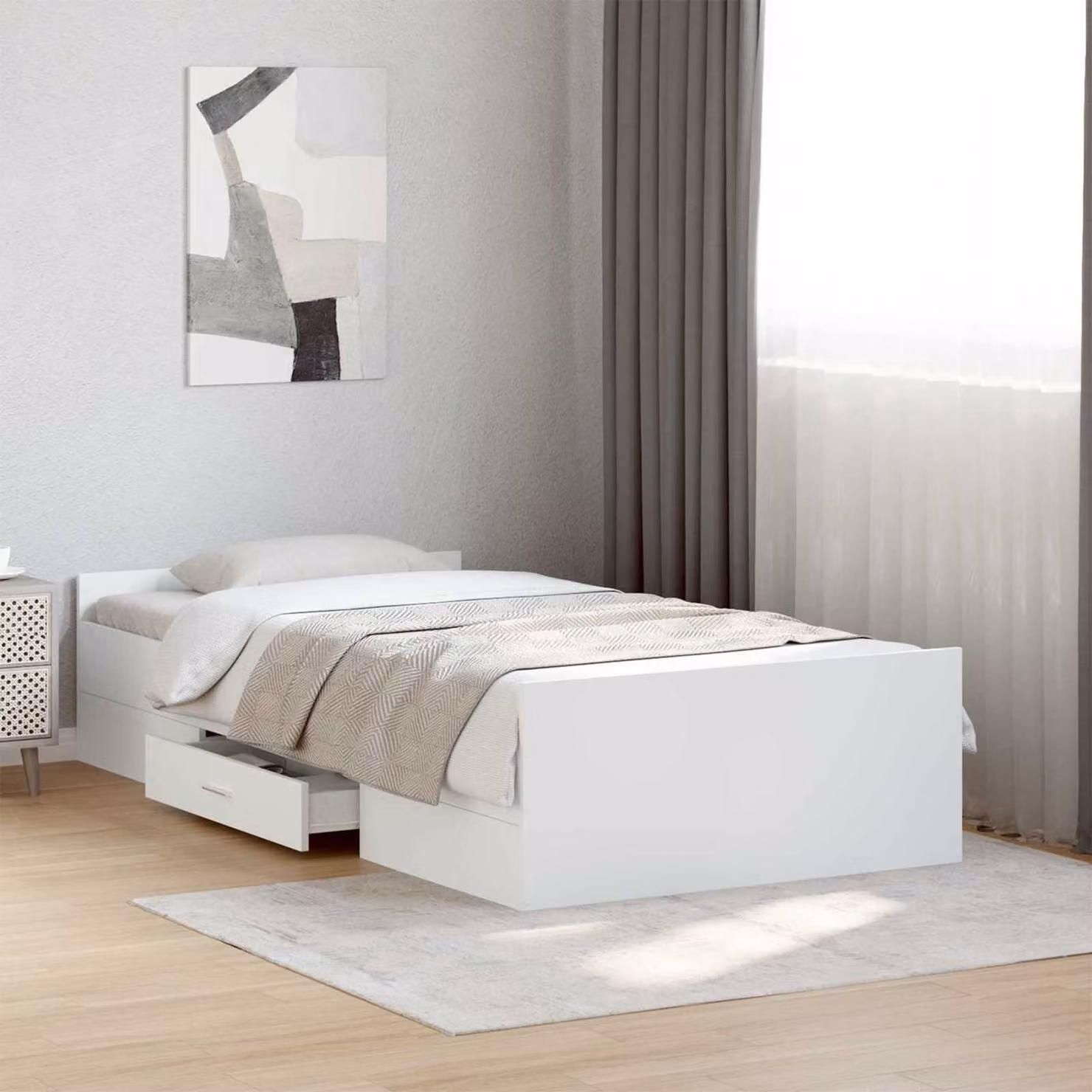 vidaXL Telaio del letto moderno con cassetto Bianco L 80 x P 200 cm