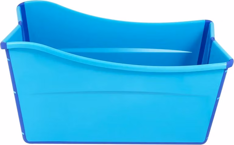 Vasca da bagno portatile, design pieghevole, materiali resistenti, blu