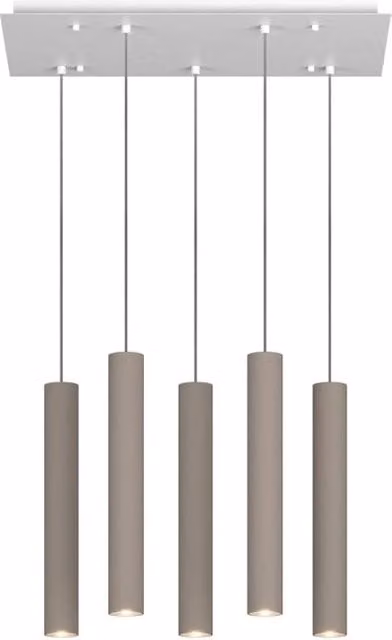 Lampadario Industrial-Minimal Xeana Metallo Bianco Marrone 5 Luci Gu10
