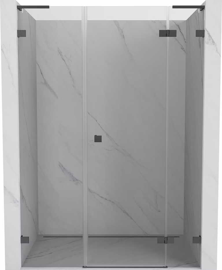 Mexen Lunar L porta doccia battente destra 145 cm, trasparente, grigio canna di fucile spazzolato - 834SL-145-050-66-00-P