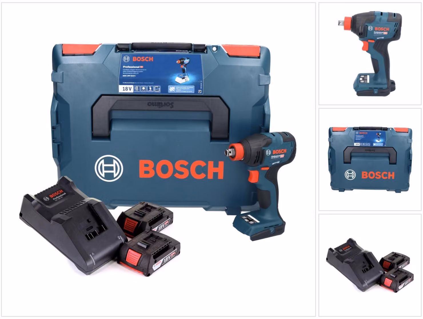 Avvitatore a impatto a batteria Bosch GDX 18V-210 C Professional 18 V 210 Nm Brushless + 2 batterie da 2,0 Ah + caricabatteria + modulo di connettività + L-Boxx