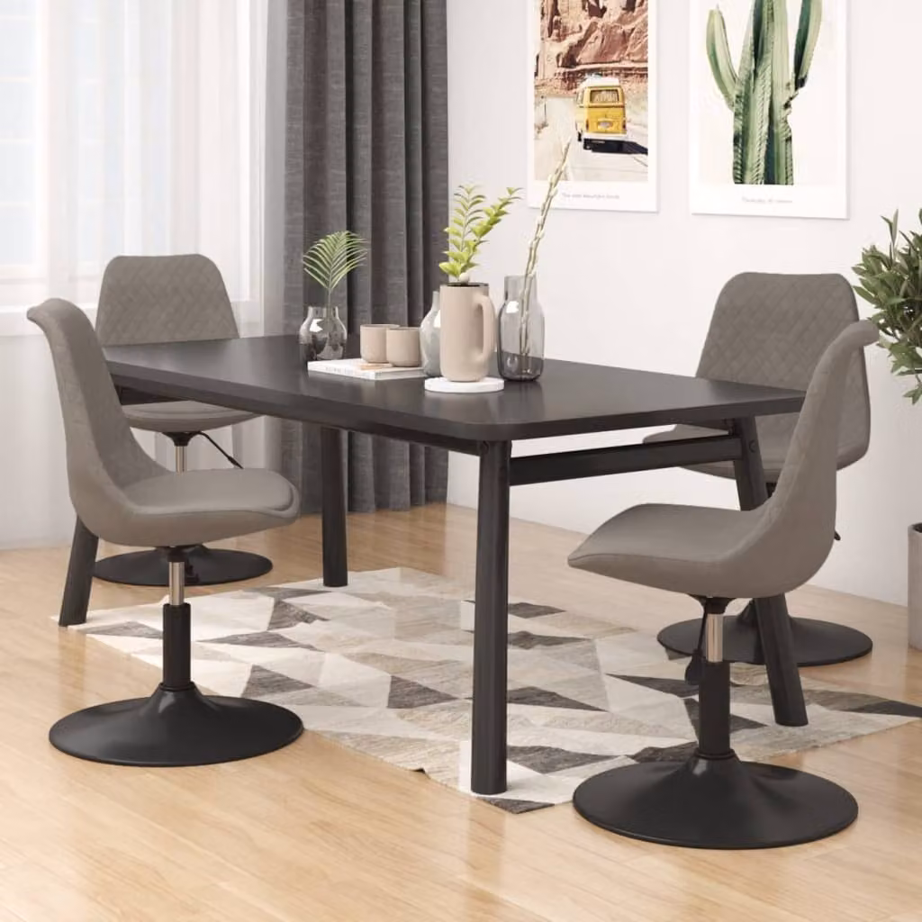 The Living Store Sedie da pranzo 4 pz. Girevoli Velluto grigio chiaro