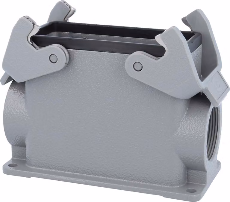 HARTING Han 16B Base alta, 1xM32 uscita cavo laterale, con 2 staffe trasversali Vite M32 Area di serraggio