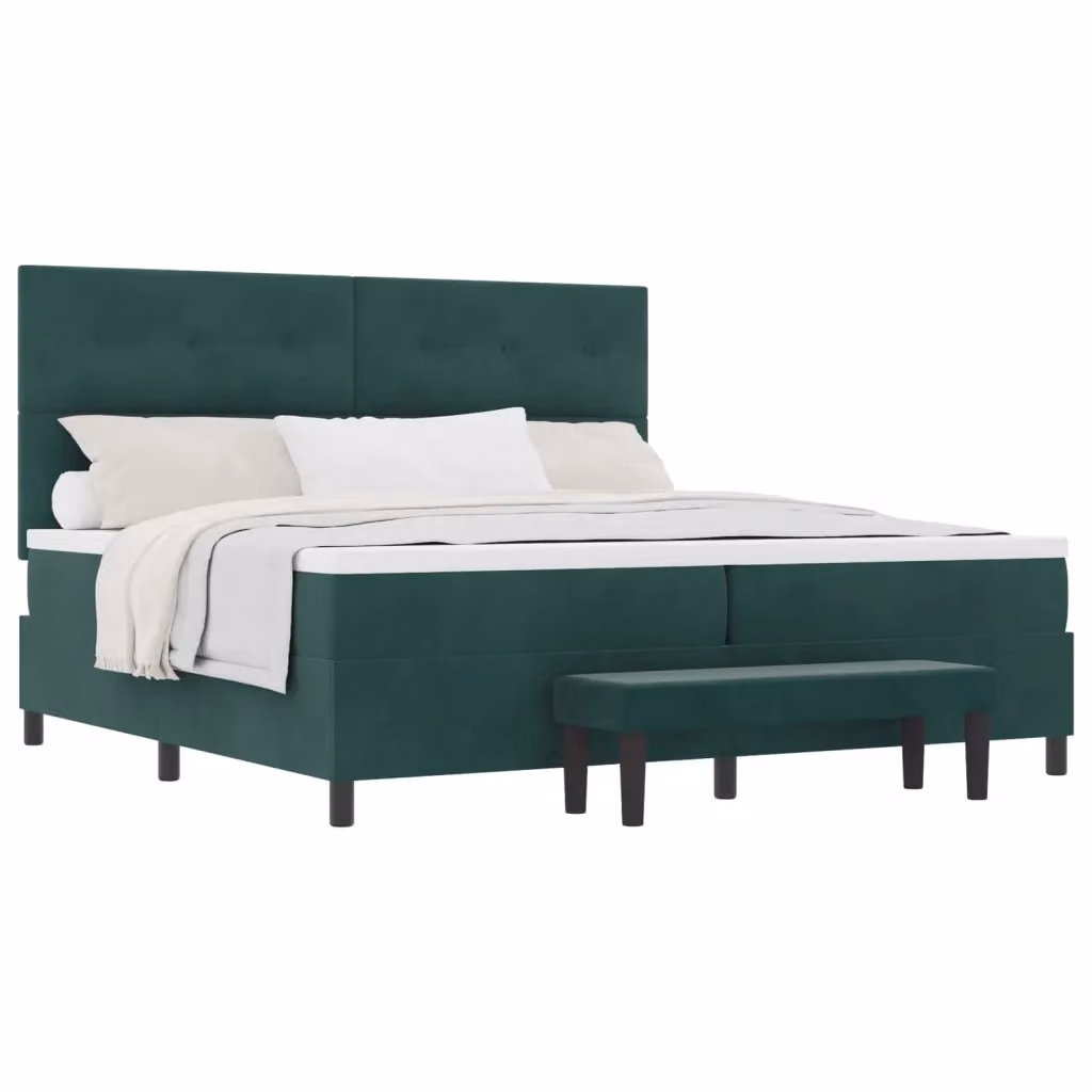 Letto a molle con testiera vidaXL in velluto verde, L: 200 cm, P: 200 cm, H: 203 cm – 2