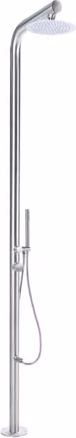 Set Doccia Miscelatore da Giardino per Esterni in Acciaio Inox Color Argento con Soffione a Pioggia Moderno