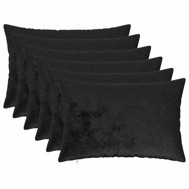 Set di 6 federe vidaXL HEERLEN in poliestere, colore nero, L 60 cm x P 40 cm