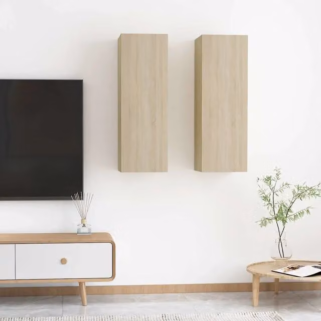Mobili TV 2pz-Set di 2 Credenza per TV Rovere Sonoma 30,5x30x90 cm in Legno Multistrato