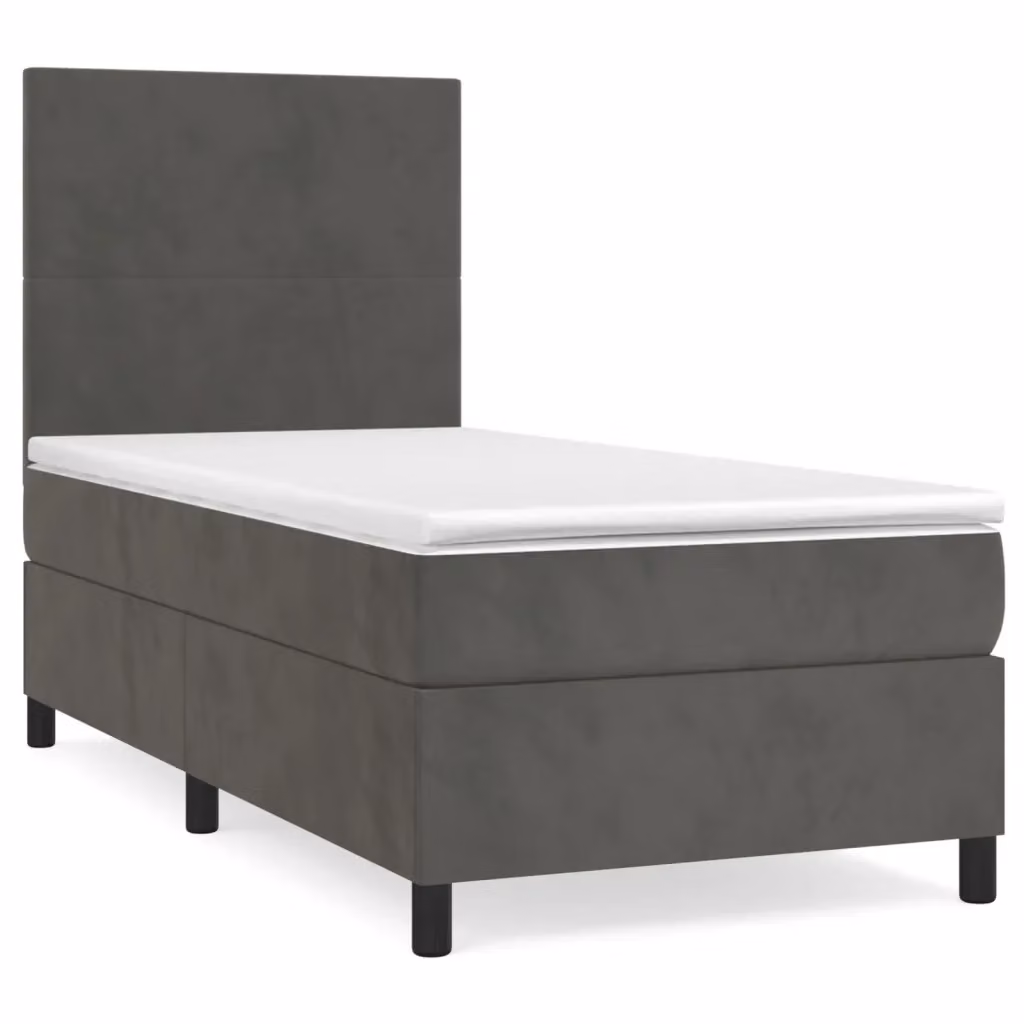 Letto Ibrido con Giroletto a Molle e Materasso vidaXL in Velluto Grigio e Bianco L/P/H: 203 x 100 x 128 cm – 2