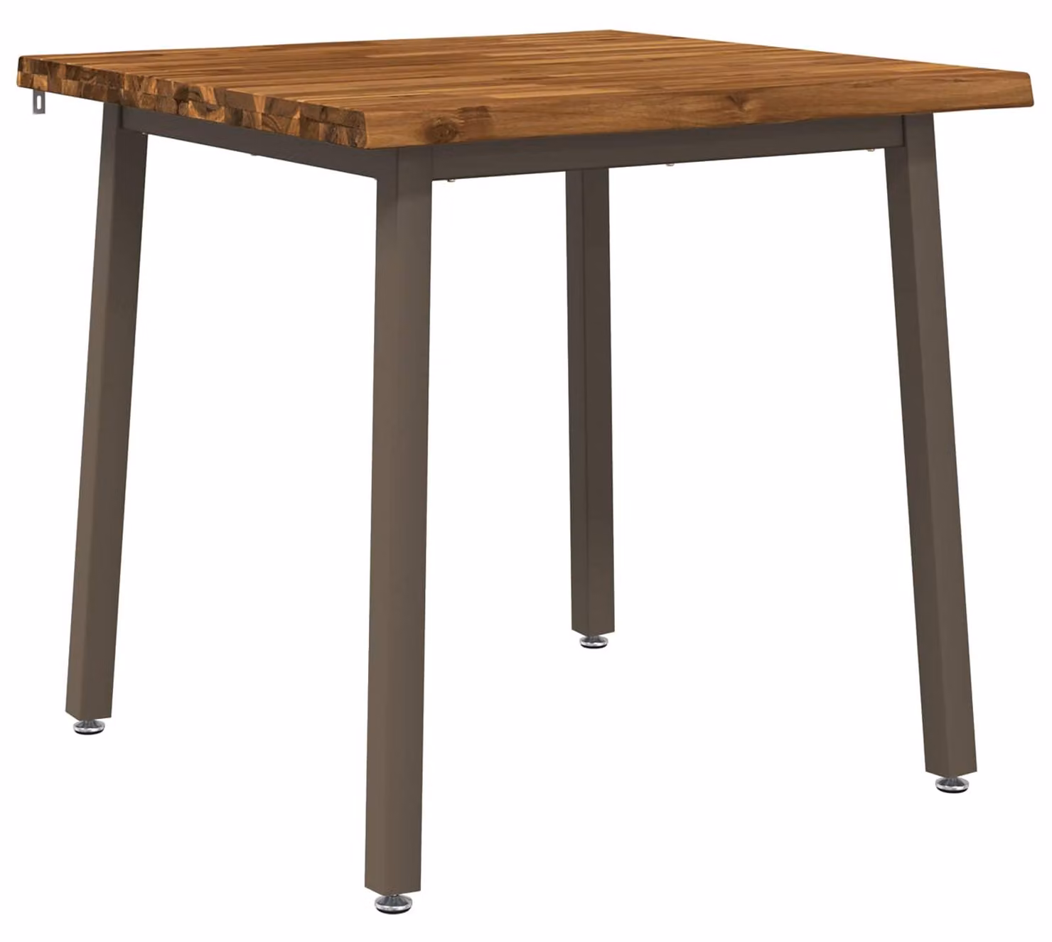 90 x 90 x 75 cm. Mobile in legno massello di acacia, finitura naturale e color caffè, forma quadrata