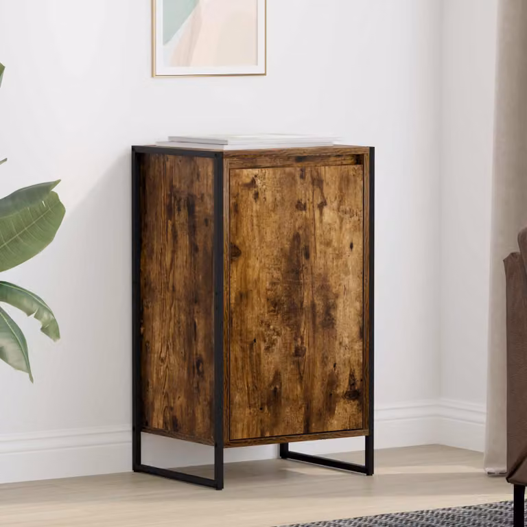 Credenza stile industrial vidaXL in legno ingegnerizzato e metallo, colore marrone, L 43 cm x P 36 cm x H 75,5 cm