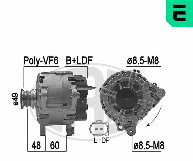 ERA 209200A Alternatore 180 A 14 V per VW Passat Variant (3C5), Transporter V Bus (7HB, 7HJ, 7EB, 7EJ, 7EF, 7EG, 7HF, 7EC) e Multivan V