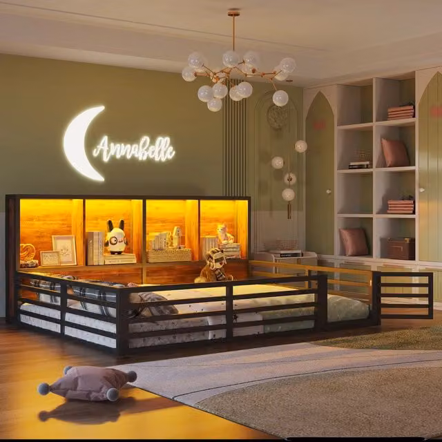 Letto con Sponde e Contenitore ¨C MINIMAL ¨C Metallo Nero 140x200