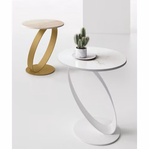 Tavolino angolare con piano in gres porcellanato effetto marmo Ring- Target Point