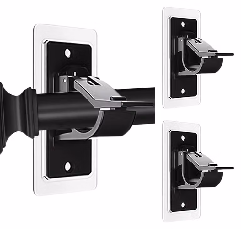 Ganci per tende senza fori, set da 2, adesivi, colore nero