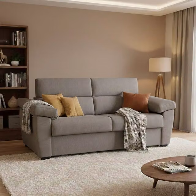 Pacecos Divano Letto 3 Posti Sfoderabile Made in Italy Grigio, L: 225 cm, P: 95 cm