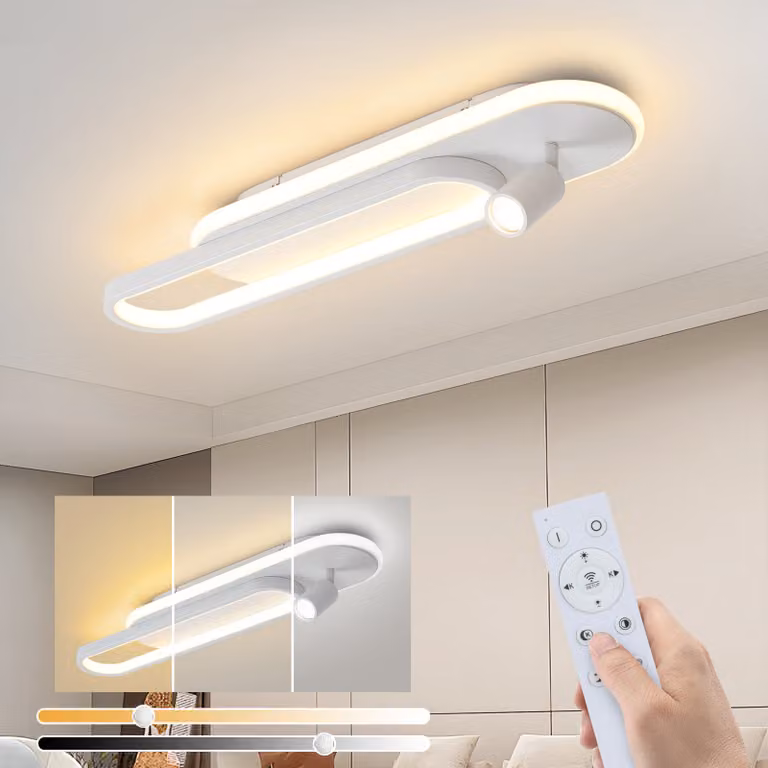 ZMH LED plafoniera soffitto soggiorno lampada dimmerabile con 1 faretto soffitto telecomando bianco lampada cucina 46W moderna 3000K - 6500K lampada camera da letto