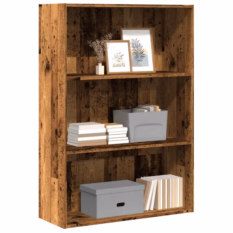Libreria vidaXL in Legno Antico Marrone con Pannello Posteriore L: 80 cm, P: 30 cm, H: 114 cm