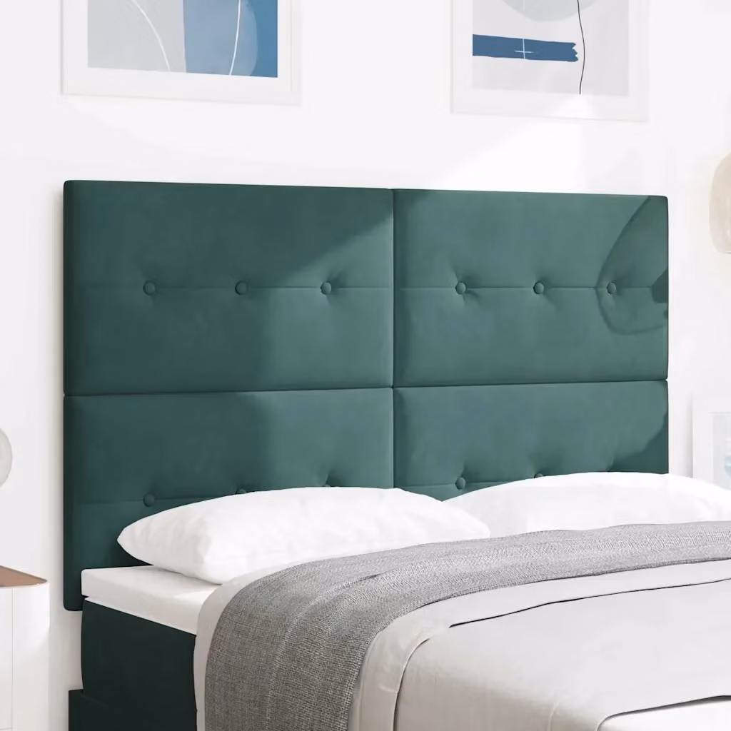 Testata del letto con illuminazione LED integrata in velluto verde, Larghezza: 144 cm – 2