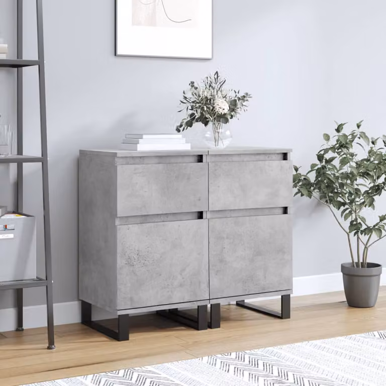 Set di 2 credenze moderne vidaXL in legno e metallo grigio, L/P/H: 40 x 35 x 70 cm