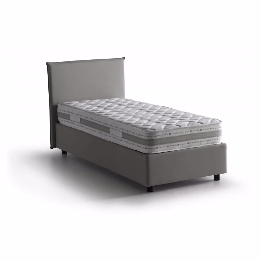 Letto singolo contenitore Boudicca di Talamo Italia con materasso incluso, rivestimento in tessuto grigio, L/P: 80 x 200 cm – 2
