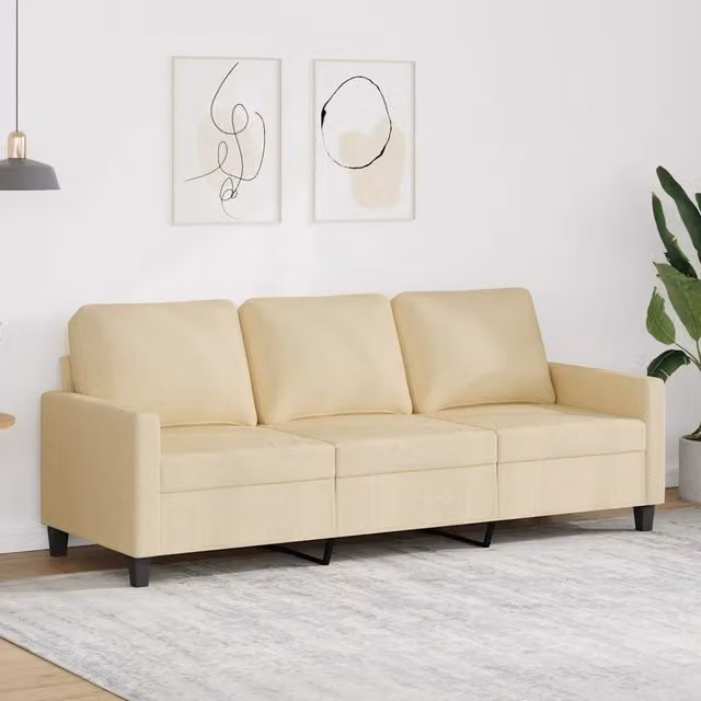 Divano a 3 Posti Crema 180 cm in Tessuto 359173