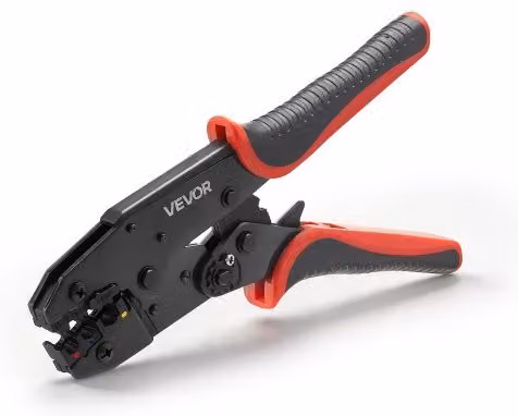 Pinza Crimpatrice a Cricchetto VEVOR per Cavi da 0,5-6 mm², in Acciaio, Colore Rosso, con Marcature Metriche e AWG e Sgancio Rapido