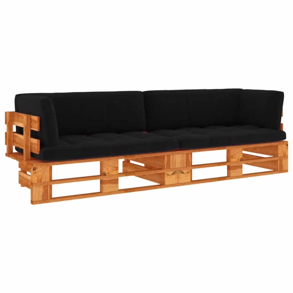 divano pallet a 2 posti in legno di pino impregnato marrone miele