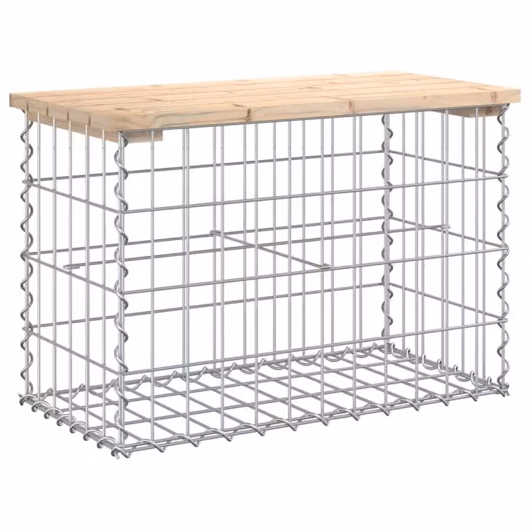 Panca Giardino Design Gabbione 63x31,5x42cm Legno Massello Pino