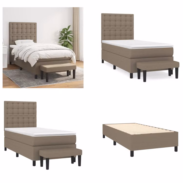 vidaXL Letto boxspring con materasso Taupe 90x190 cm in tessuto - Letto boxspring - Boxspringbetten - Bett - Schlafzimmermöbel