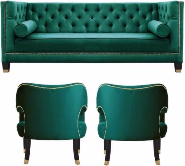 Grüne Chesterfield 2Sessel Textil Modern Design Kreative Möbel Sofa Set Stoff