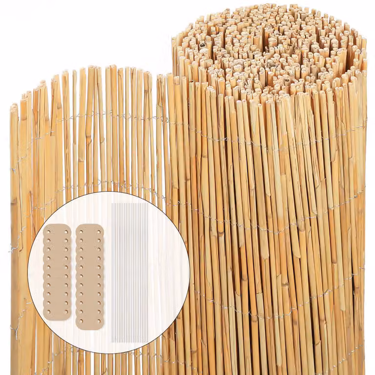 Stuoia di canna VOUNOT® 140x600 cm, stuoie di canna per la privacy, protezione dal vento e dal sole, schermatura per il giardino