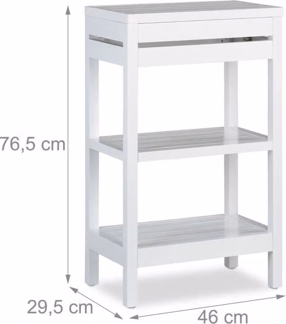 Scaffale da terra moderno bagno cucina 80 x 30 x 90 cm in bambù bianco 13_0004110