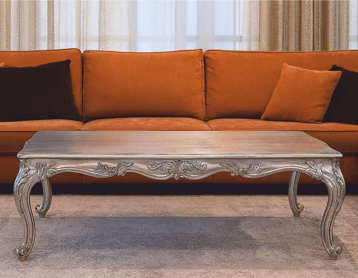 Casa Padrino Luxury Baroque Coffee Table Silver 135 cm - Mobili barocchi - Italy