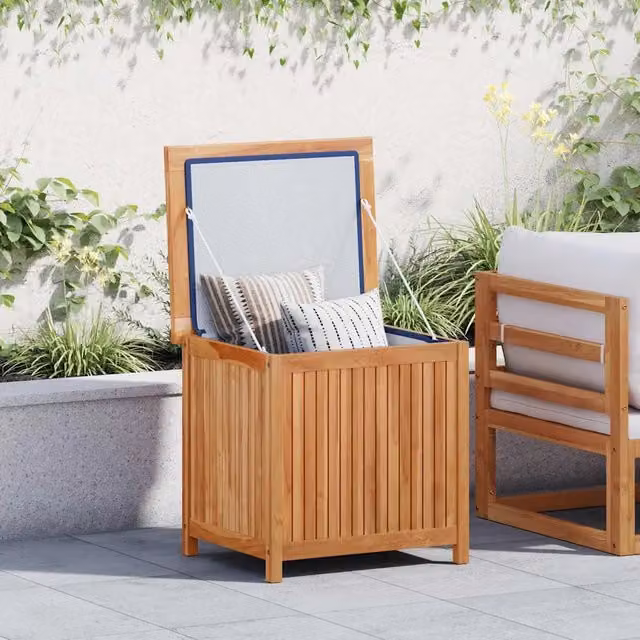 Baule da giardino in legno massello di teak vidaXL marrone L: 60 cm, P: 50 cm, H: 58 cm – 1