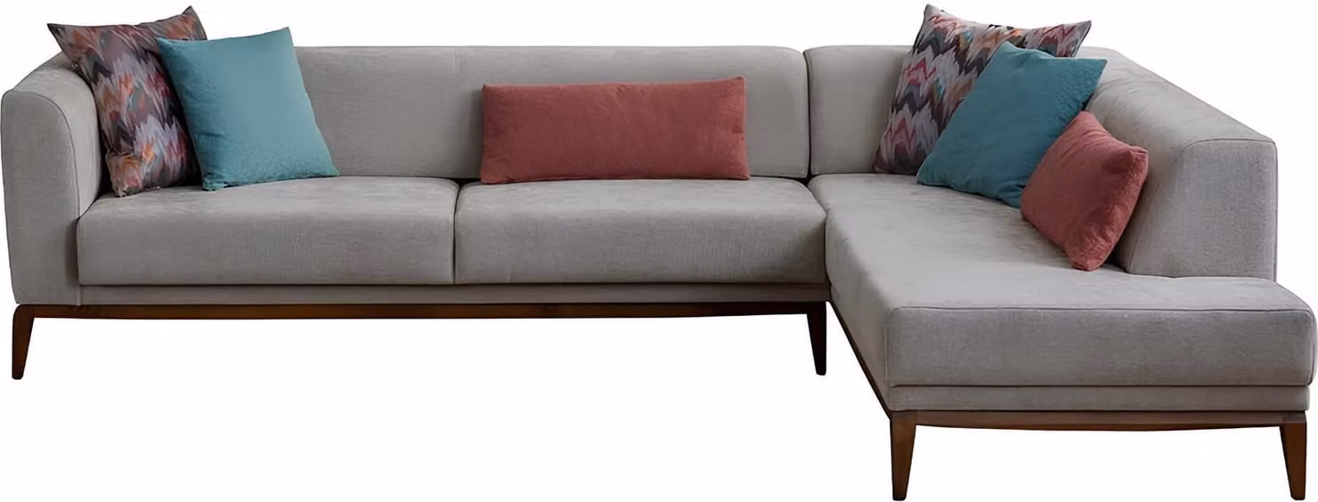 Graues Ecksofa L-Form Wohnlandschaft Wohnzimmer Couchen Luxus Sofas