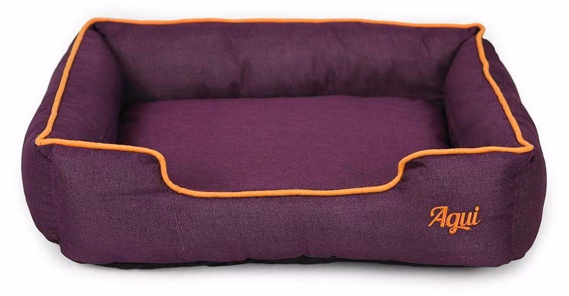 Cuccia per cani di alta qualità, in tessuto naturale, color viola