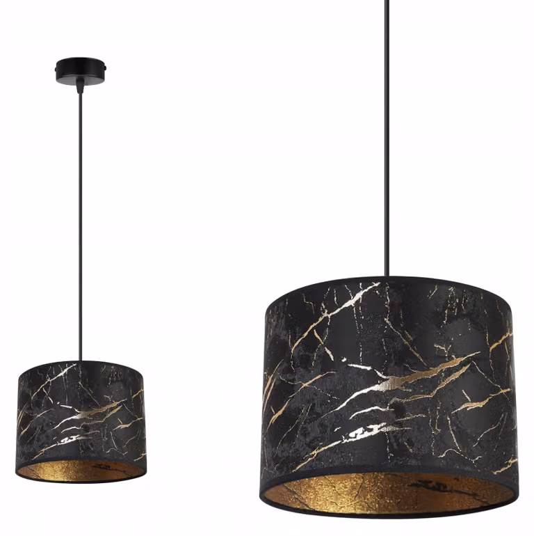Lampada a sospensione con motivo marmorizzato dorato – Lampada a sospensione moderna con paralume, lampada da soffitto per soggiorno e sala da pranzo