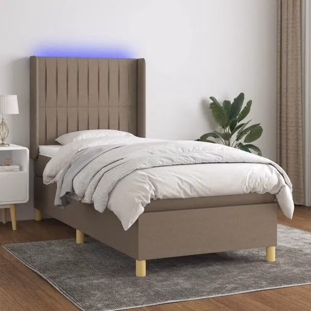 Letto a molle con materasso vidaXL in tessuto con illuminazione LED e porta USB, L/P/H: 80 x 200 cm