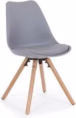 Set di 4 Sedie Design Nordico New Trend con Cuscino in Similpelle Grigia e Gambe in Faggio